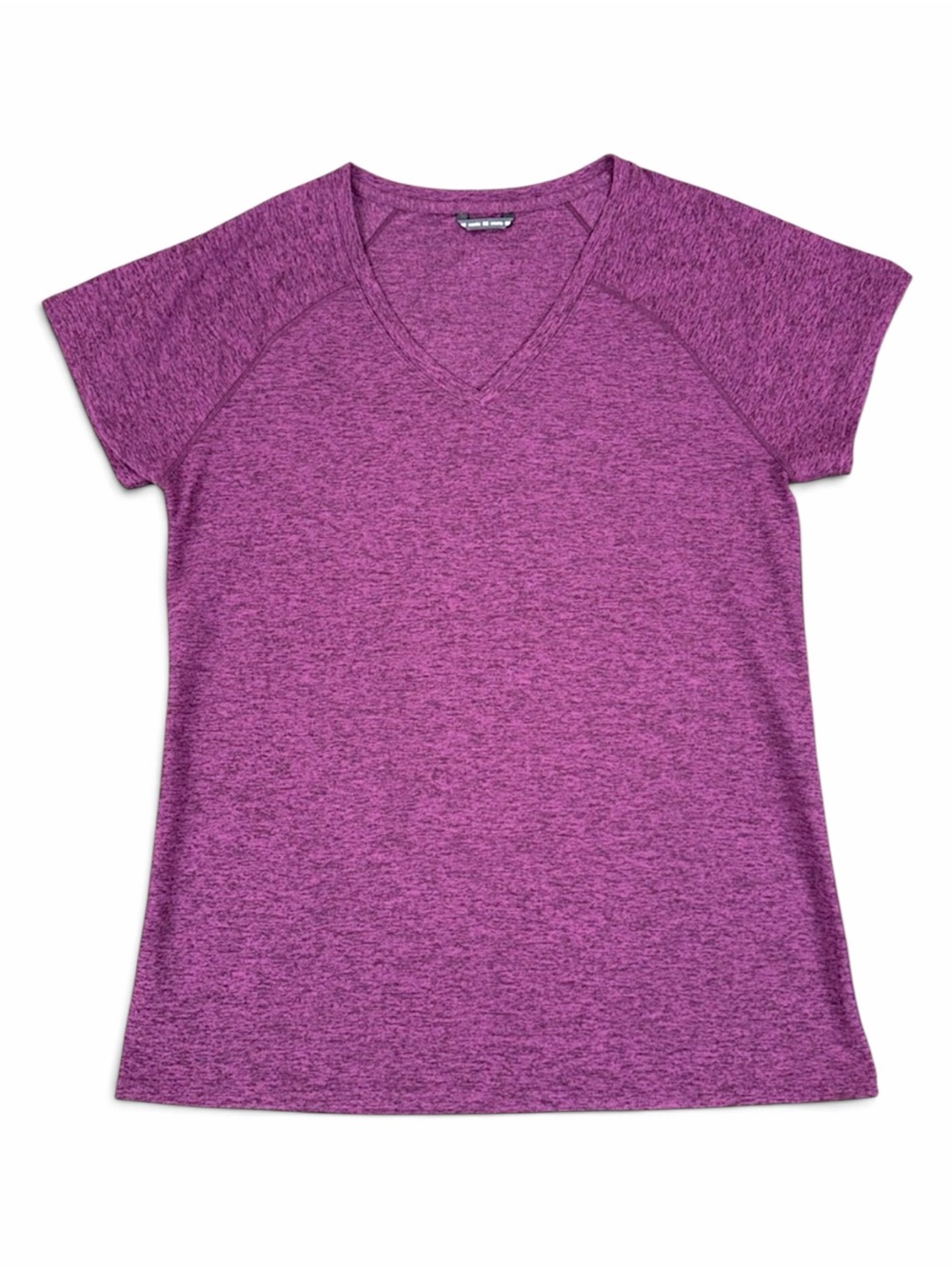 Oiselle Light Lux V-neck Tee short sleeve heathered magenta, sz 10